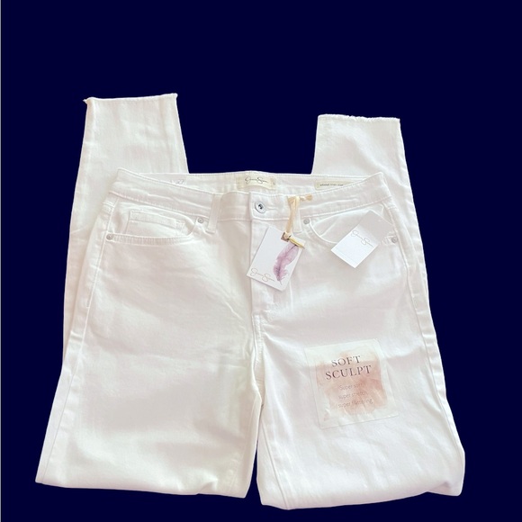 Jessica Simpson Adored High Rise Ankle White Jean Size‎ 4 raw frayed hems cotton - Picture 2 of 16